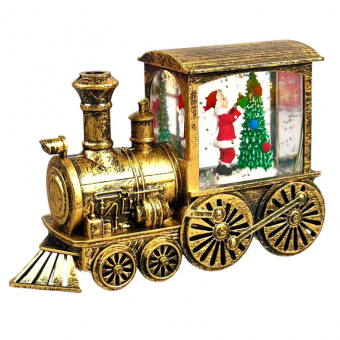 Купить Ночник "Рождественский поезд" с водой и блёстками, 13 см оптом